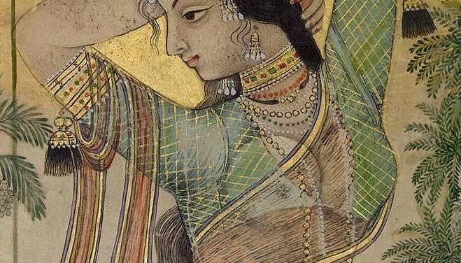 Танцующая девушка. Голконда, конец XVII века. Частная коллекция, Швейцария. Деталь