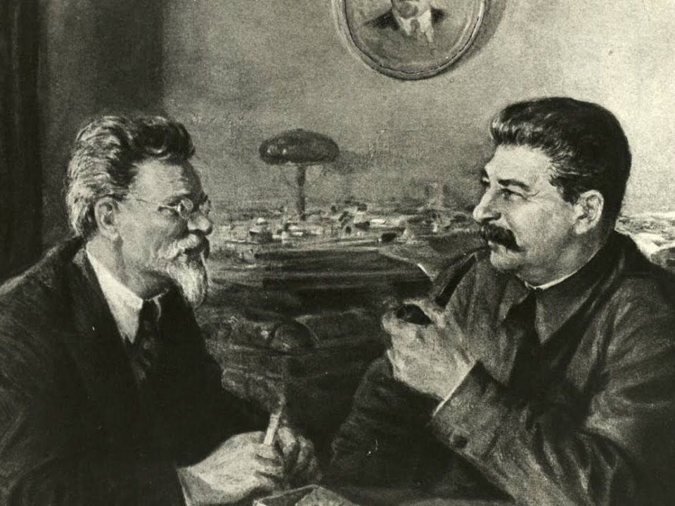 Троцкий и Сталин (Троцкий - слева, Сталин - справа).