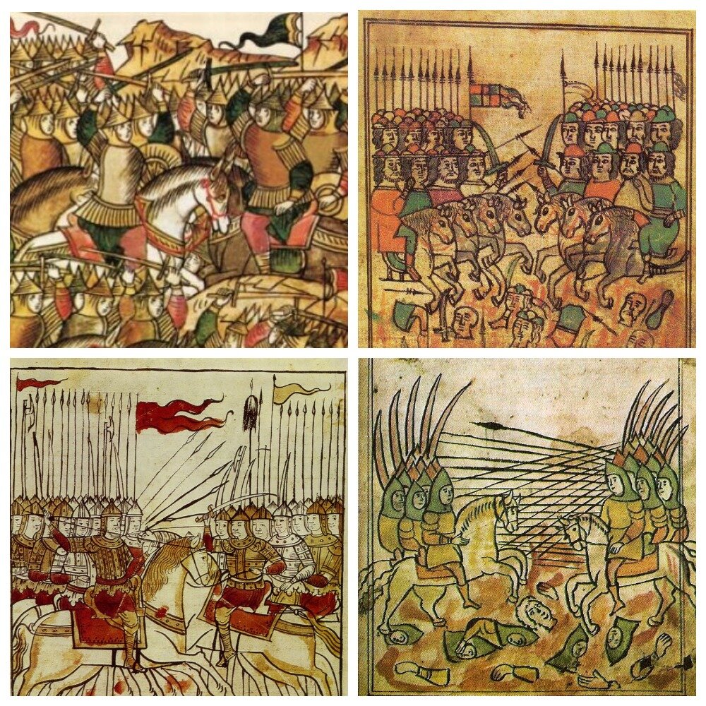 Картины битв русских с монголами. Найдите 10 отличий. Коллаж с сайта snegir.org