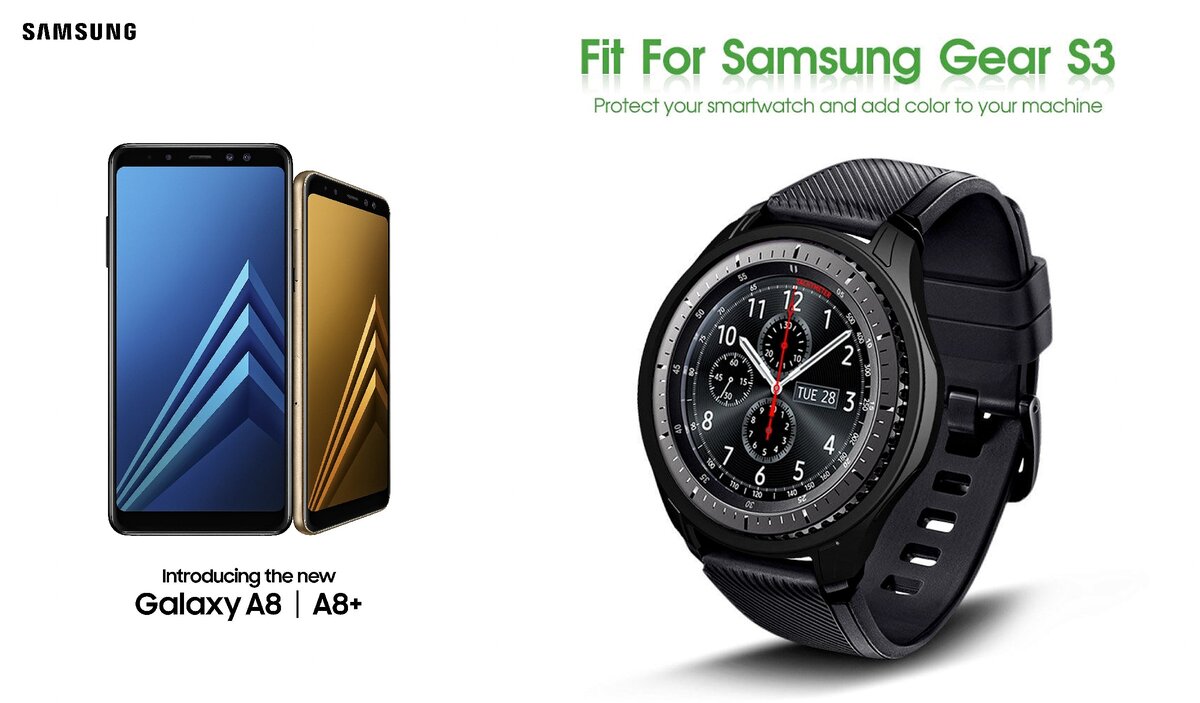 Samsung A8  + Gear S3. Преобразованное фото из открытых источников сети.