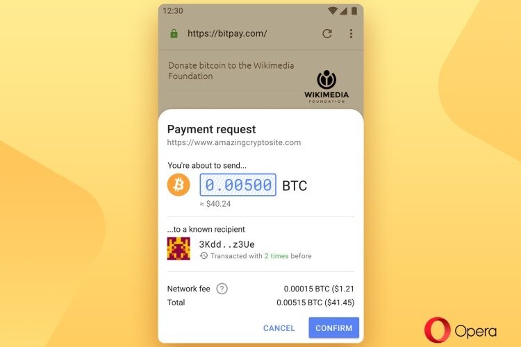 Криптокошелек Opera