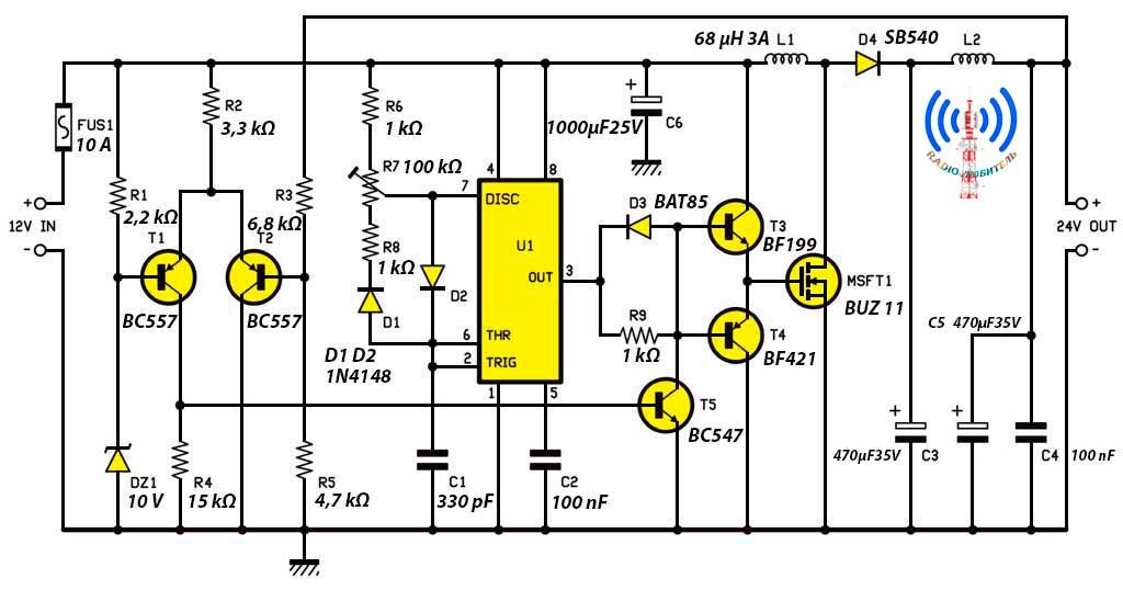 Преобразователь напряжения с 24 на 12 вольт схема