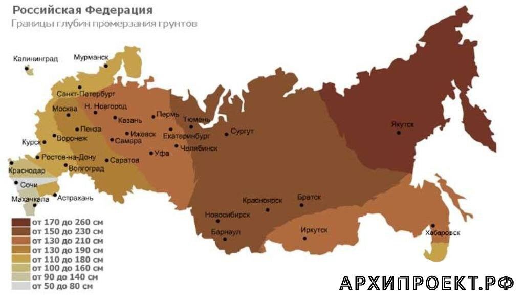 Глубина промерзания в России