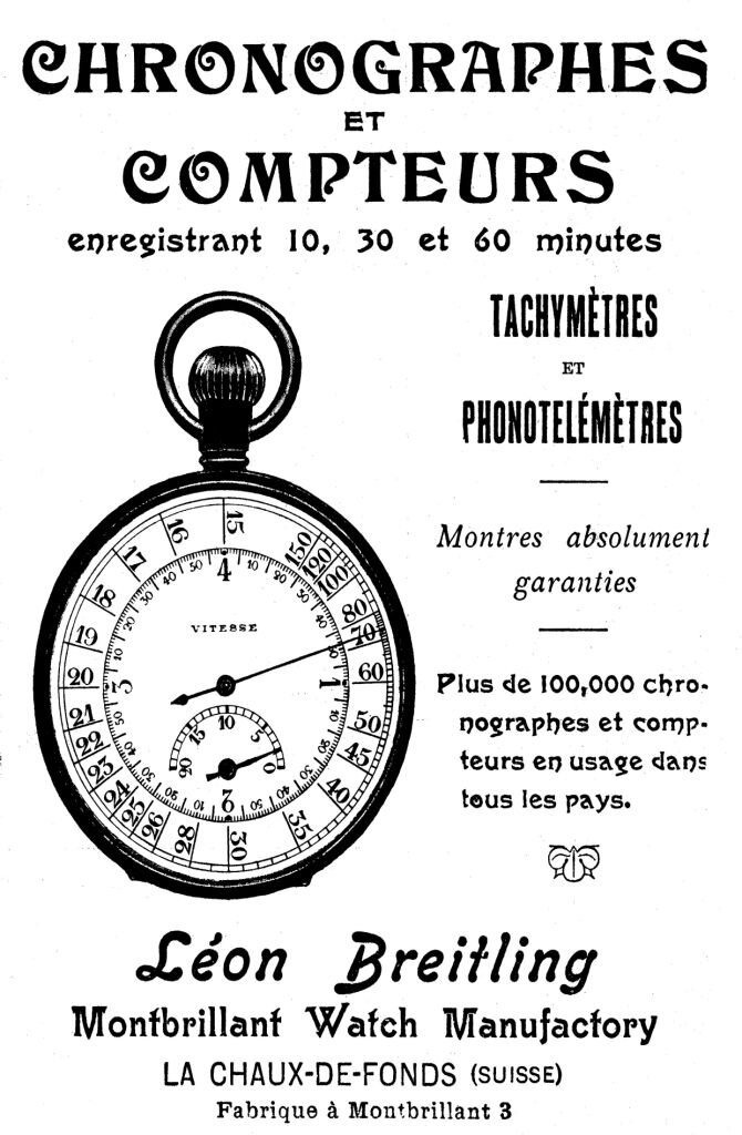 Реклама Breitling Vitesse в 1905 году