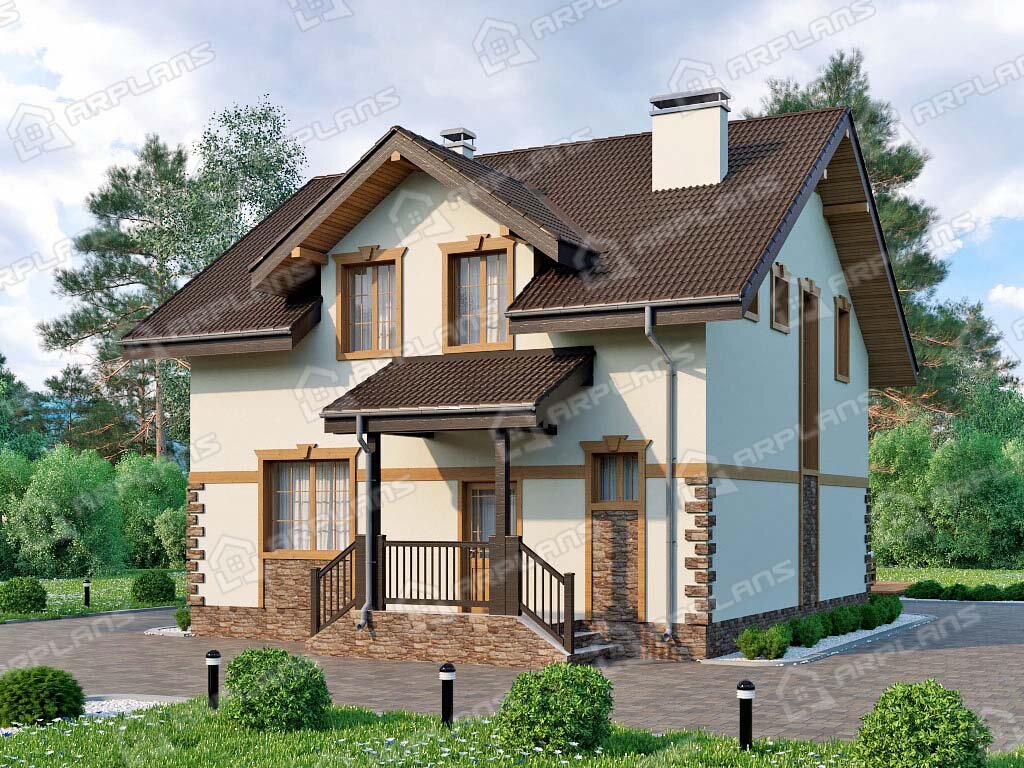 Фото 1 двухэтажного дома из газобетона с мансардой и 3 спальнями 140 кв м. Источник arplans.ru Проект К-289