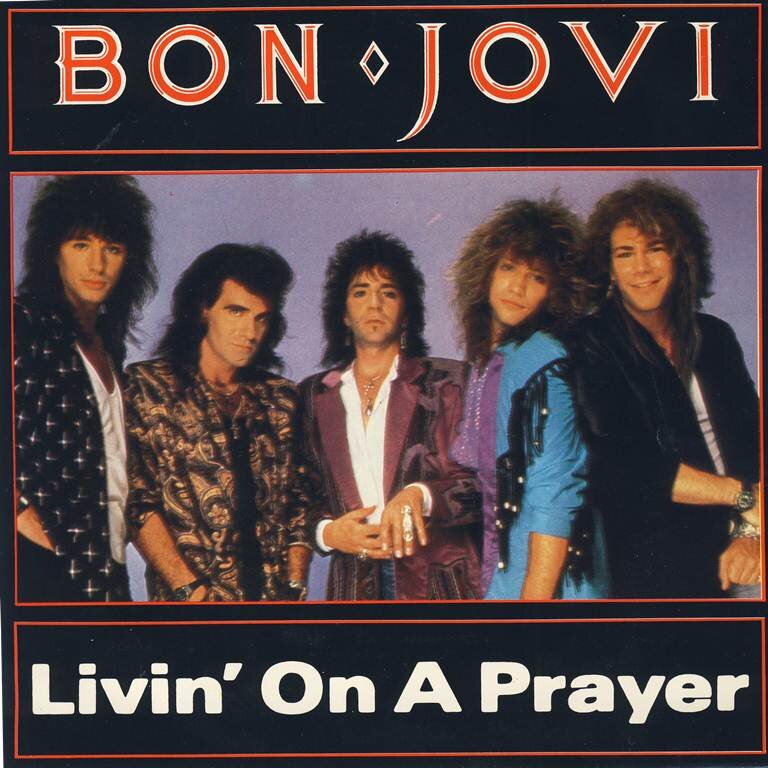 Обложка португальского сингла "Livin' on a Prayer" американской рок-группы Bon Jovi