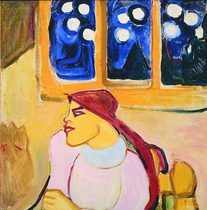 Елена Гуро, «Женщина в платке (Скандинавская царевна)», 1910.