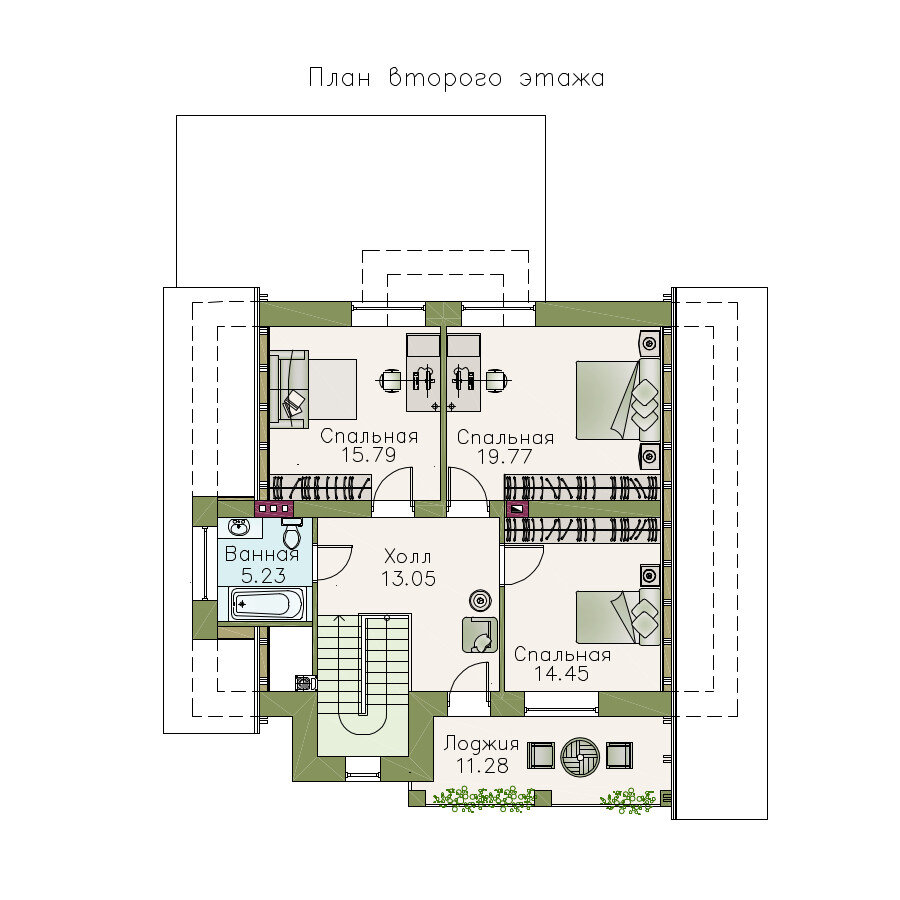 Проект двухэтажного кирпичного дома 185м² с террасой и мансардной крышей |  Проекты Коттеджей | Дзен