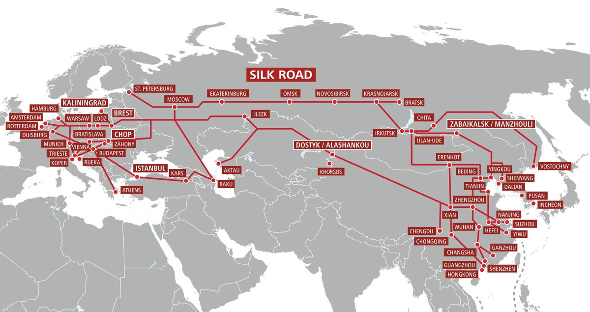 Карта маршрутов поездов по россии