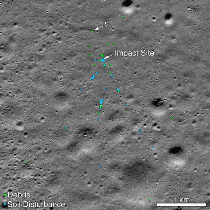 The #Chandrayaan2 Vikram lander has been found by our @NASAMoon mission, the Lunar Reconnaissance Orbiter. See the first mosaic of the impact site https://go.nasa.gov/33Dl5Fr