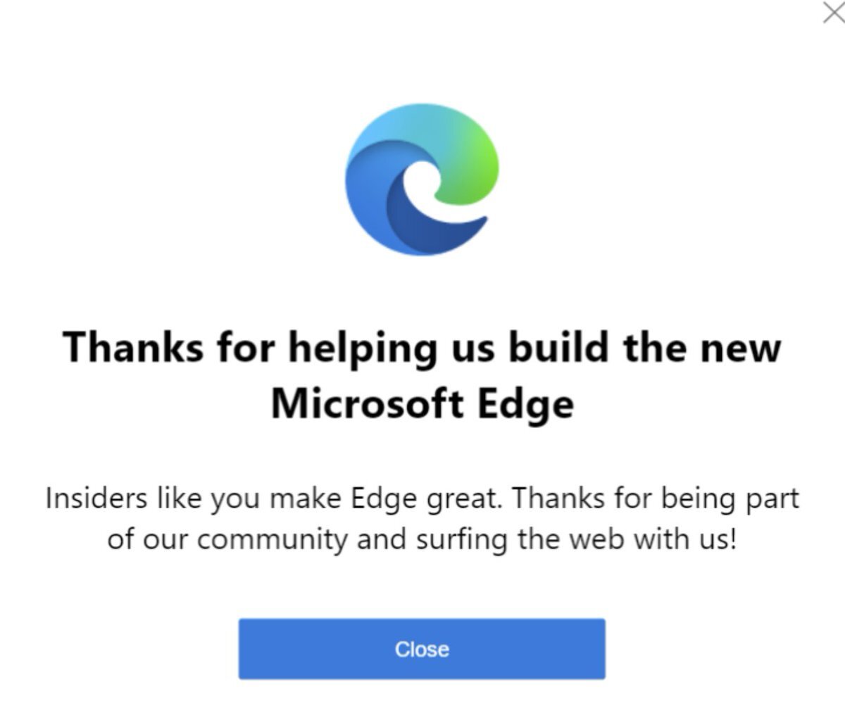 Спасибо за помощь в создании нового Microsoft Edge.
