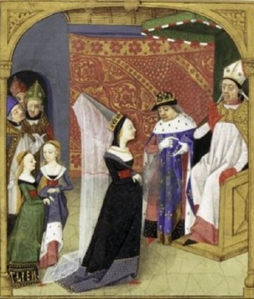Свадьба Алиеноры и Людовика. Миниатюра XIV века