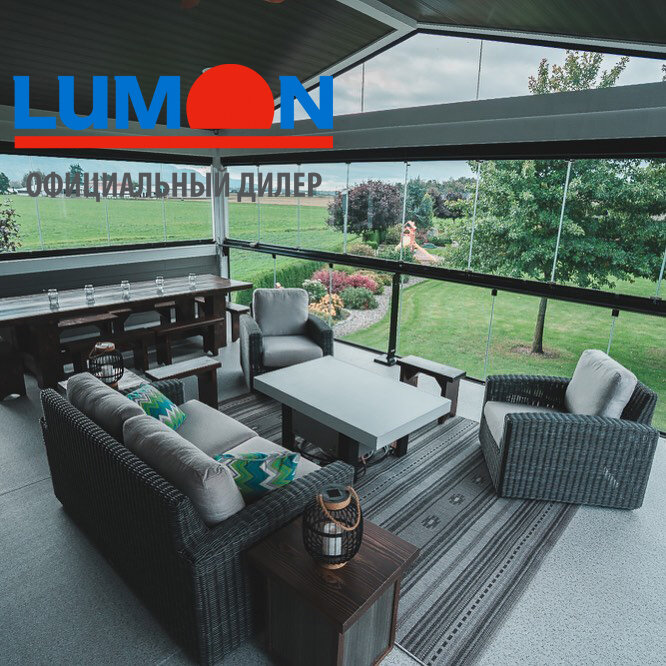 Меблированый балкон-терраса с остеклением Lumon5
