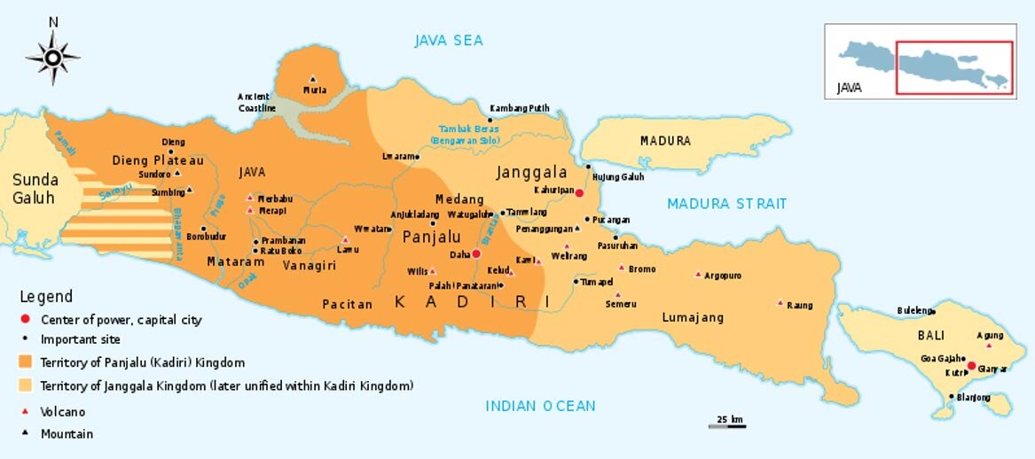 Историческая карта царства Кедири в период 11-13 вв. Ресурс фото: Ancient-origins 
