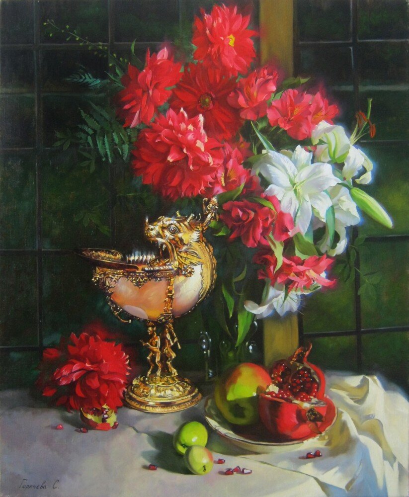 "Натюрморт с серебряным кубком". Точнее, с позолоченным.