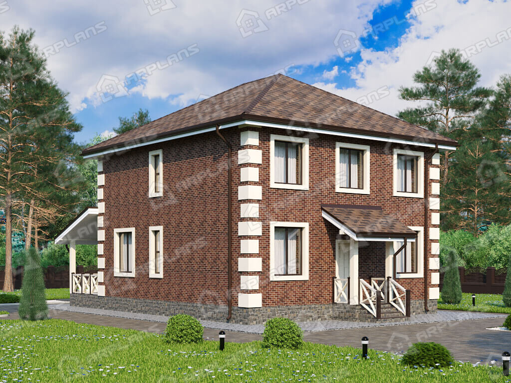 Фото 1 двухэтажного дома из газобетона с 3 спальнями и газовой котельной.130 кв м. Источник arplans.ru Проект К-319