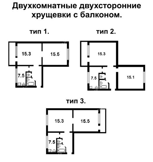 План типовой хрущевки 2 комнаты