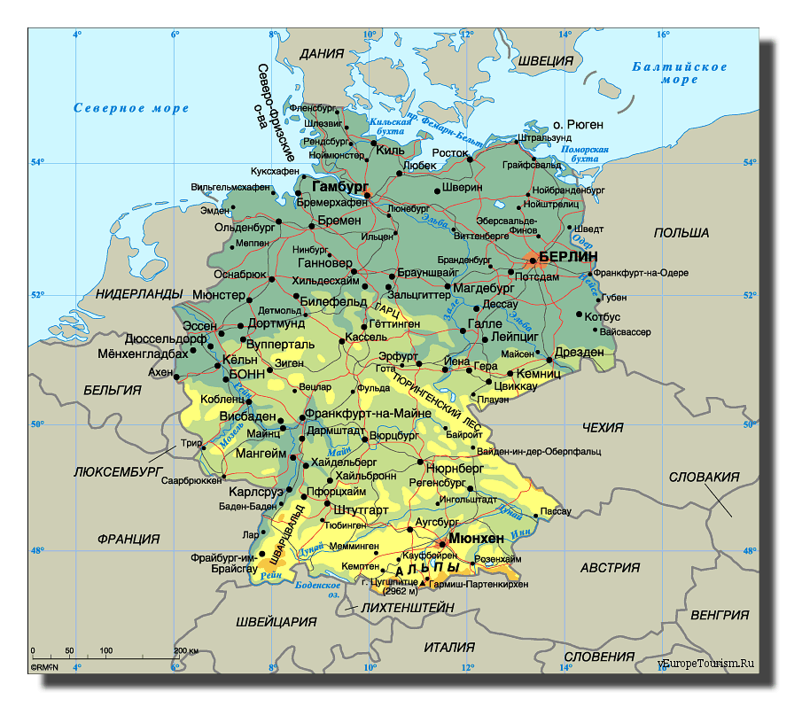 Города юга германии карта