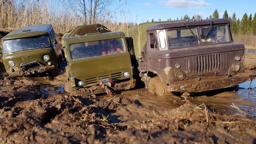 Российские Грузовики на Бездорожье. Много грязи. OFFroad 4x4. Шишига, Камаз, УАЗ Буханка