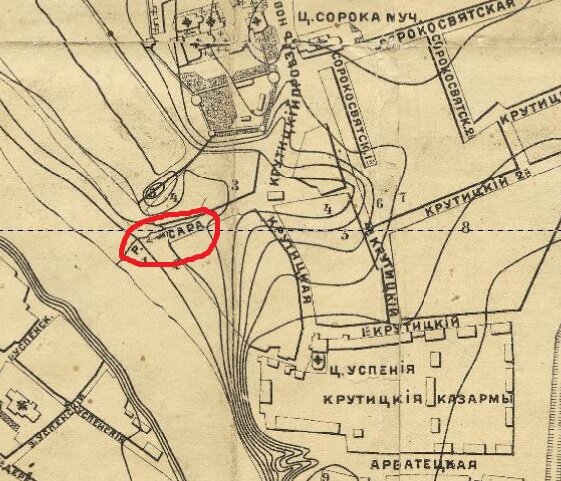 Крутицкое подворье, Новоспасский монастырь и река Сара на топографической карте 1888 года