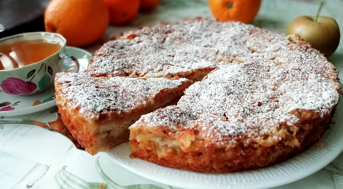 Насыпной яблочный пирог. Пирог три стакана. | Вкусные Рецепты | Дзен