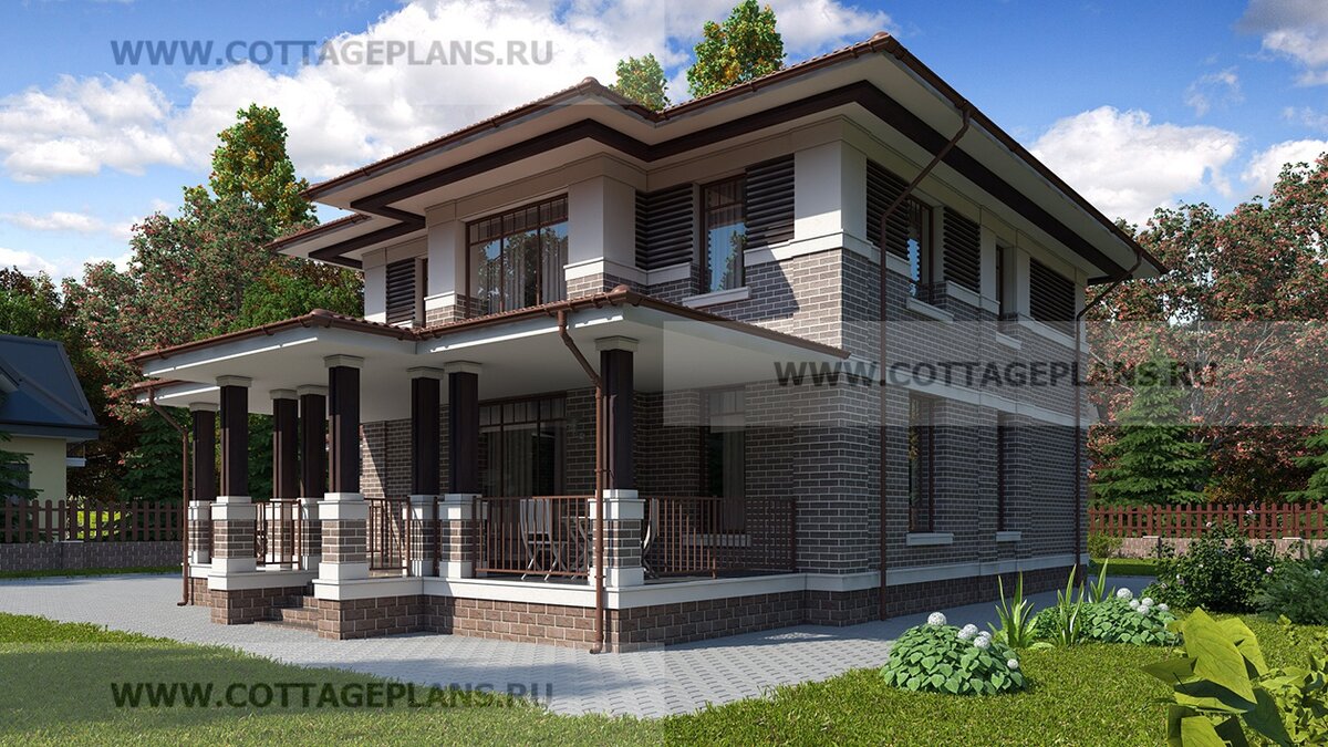 2-й и 3-й фасады дома. Источник фото: https://www.cottageplans.ru