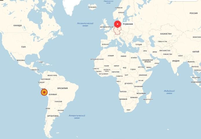 Боливия и Германия на карте мира