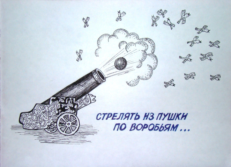 Стрелять пушкой по воробьям. Стрелять из пушки по воробьям. Стрелять из пушки по воробьям фразеологизм. Стрельба из пушки по воробьям. Из пушки по воробьям.