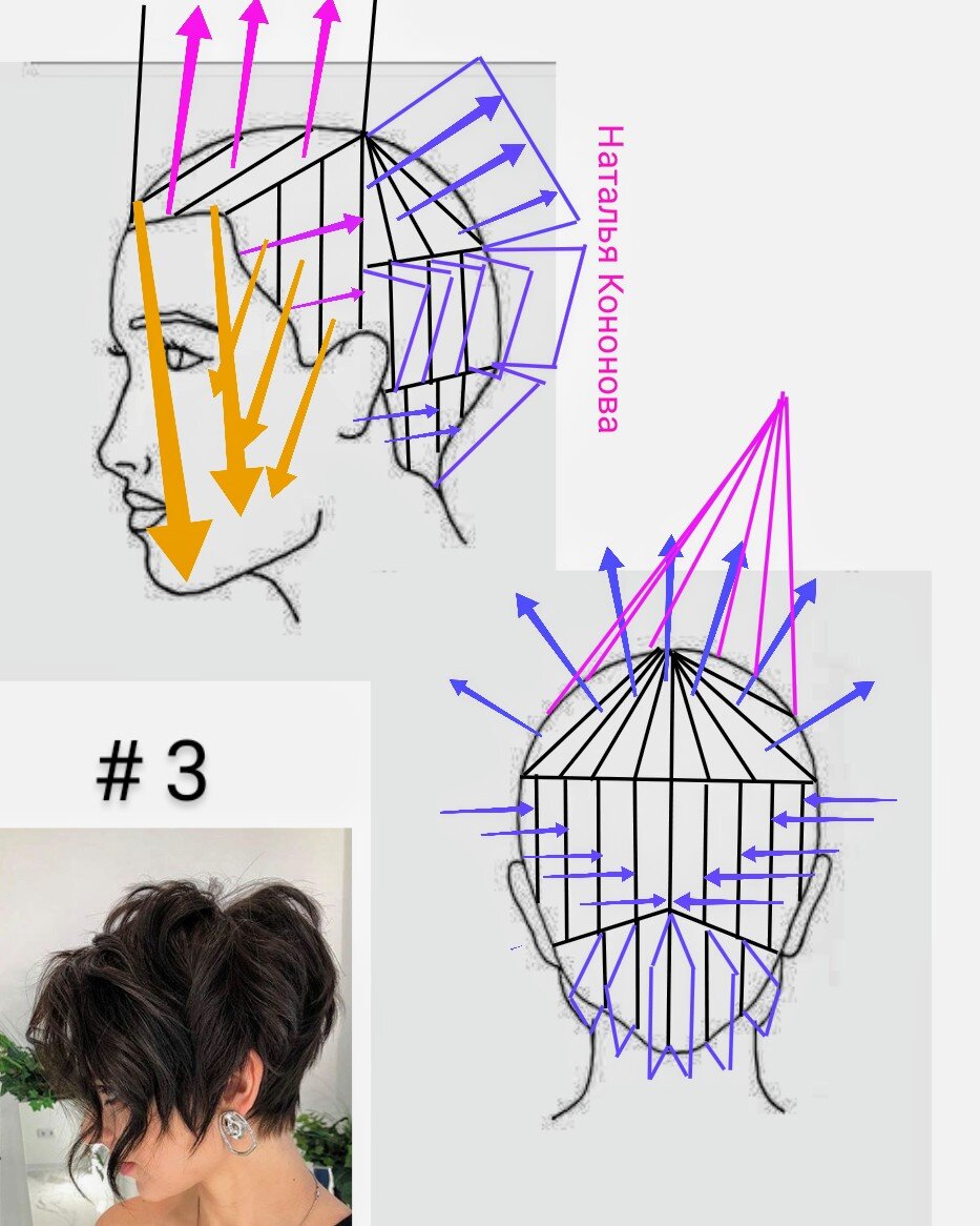 Стрижки для пышного затылка. Схемы. Часть 31 | 🟢 Наталья Кононова 🟢 | Дзен