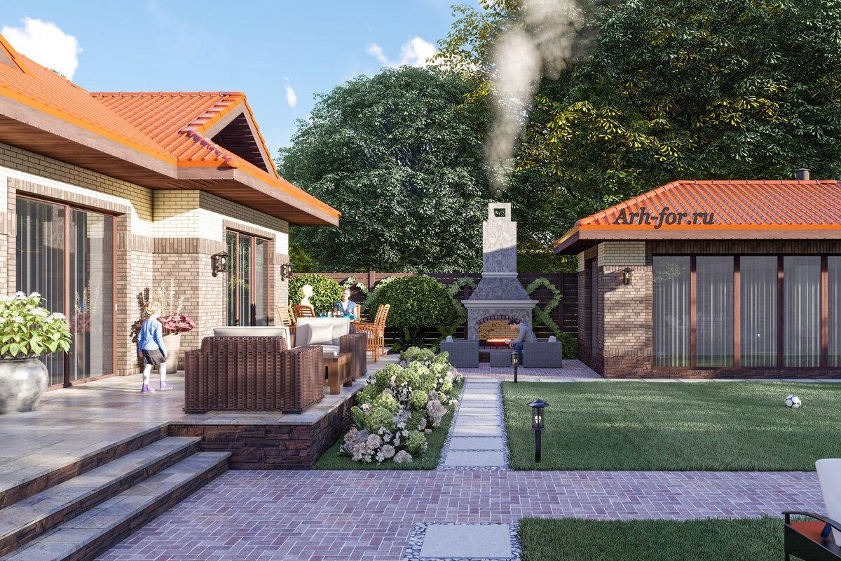 Остекленная беседка с барбекю