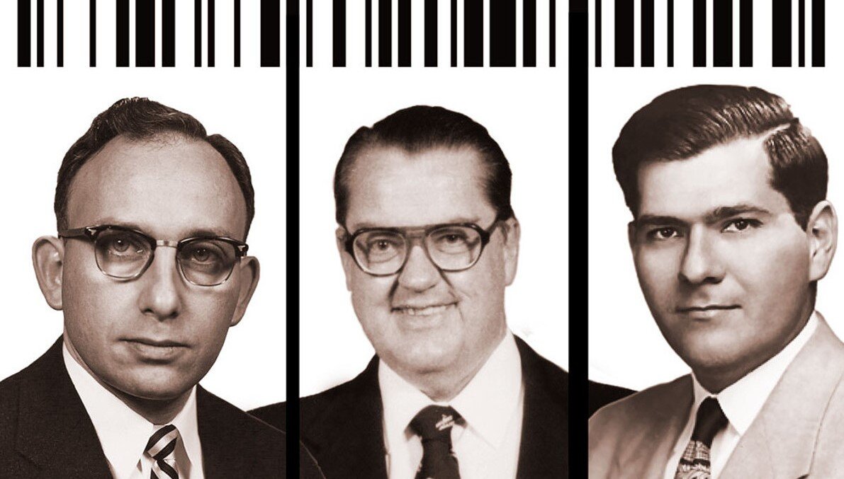 Норман Вудленд, Джодж Лорер и Бернар Сильвер, создатели штрих-кода