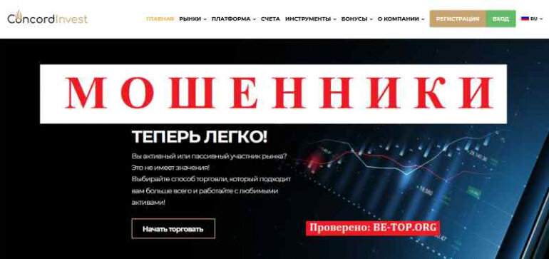 ConcordInvest МОШЕННИК отзывы и вывод денег