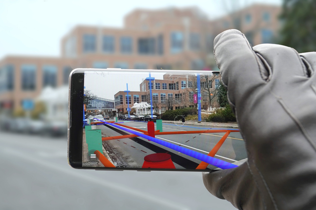 Технологию augmented reality (ar). Дополнительная реальность. Дополненная реальность в городе. Дополненная реальность на улице.
