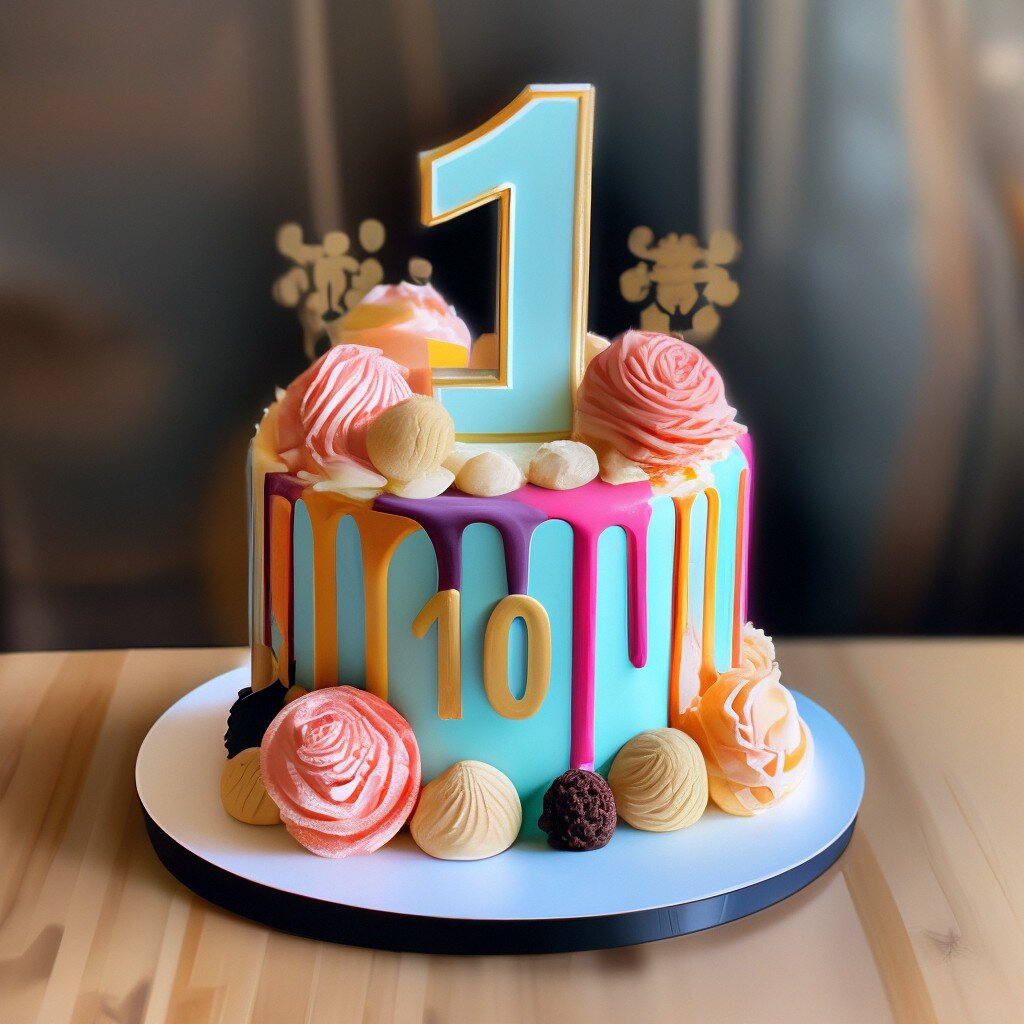 Попросила нейросеть сделать тортик с единичкой, а она ещё и десяточку прибавила. Видимо, что-то знает о судьбе канала 🙂