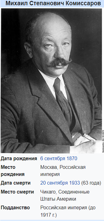 Источник https://ru.wikipedia.org/wiki/Комиссаров,_Михаил_Степанович#:~:text=Михаил%20Степанович%20Комиссаров%20(6%20сентября,(1915—1916)%3B%20градоначальник%20в%20Ростове-на-Дону%20(1916)