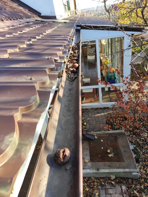 Водосток без сетки.