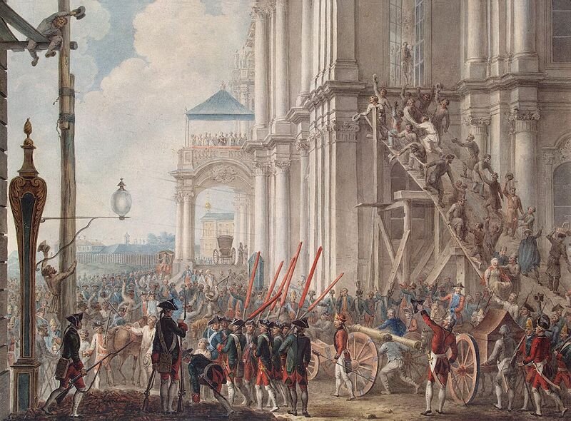                         Екатерина  II на балконе,  приветствуемая гвардией 28 июня 1762 гола