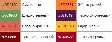 Цвета взяты из библиотеки Википедии