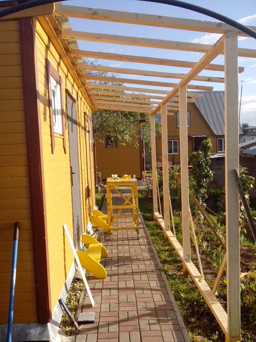 Бытовка с навесом своими руками