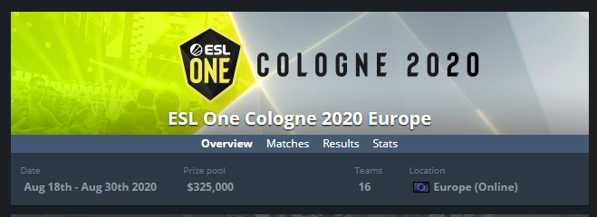 Обложка турнира "ESL One Cologne 2020 Europe"