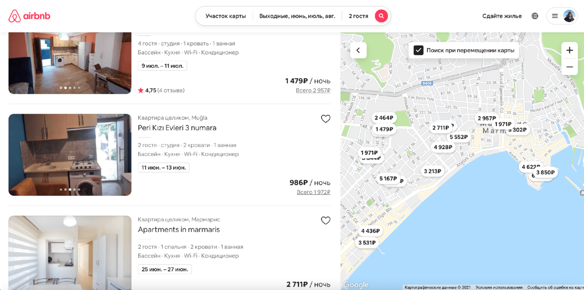 Цены на жилье в Мармарисе на Airbnb