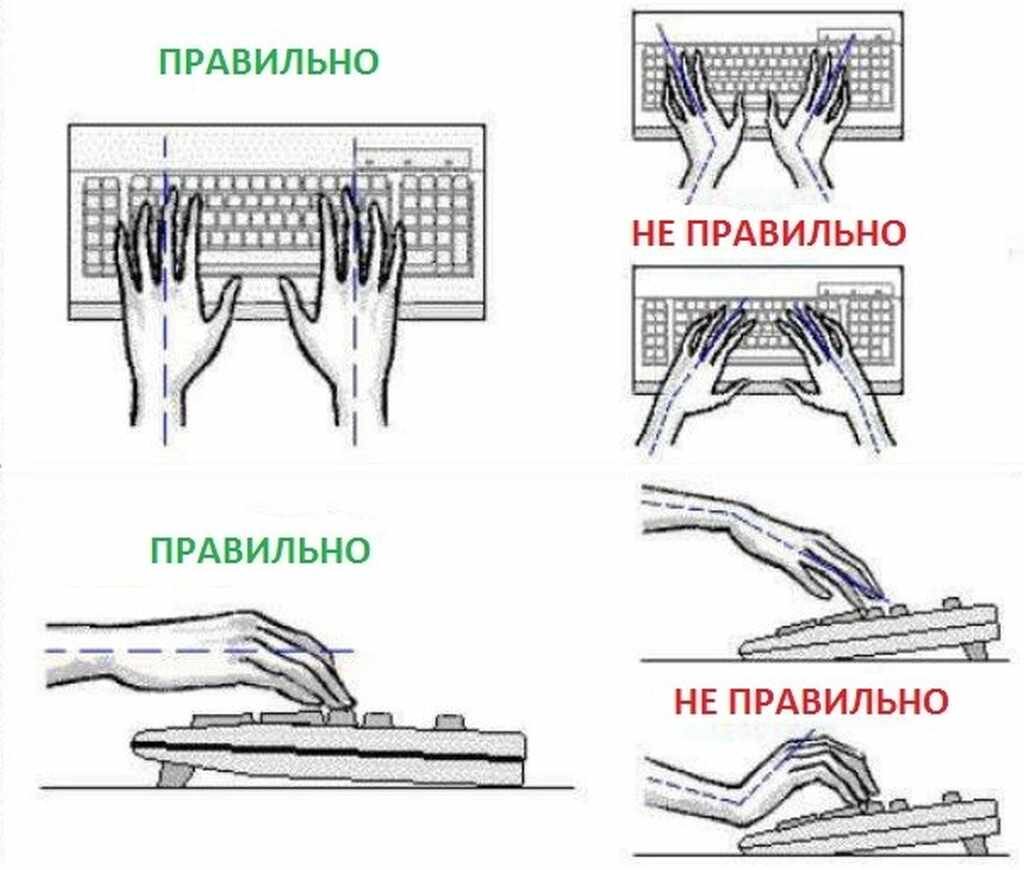 Правильное положение рук на столе