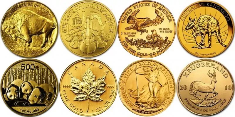 Золотые инвестиционные монеты разных стран