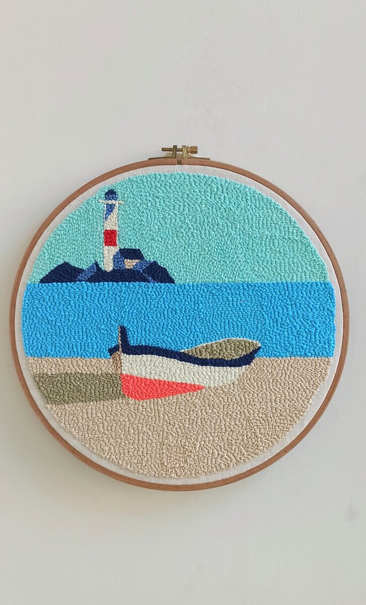 Изнаночная сторона при ковровой вышивке.