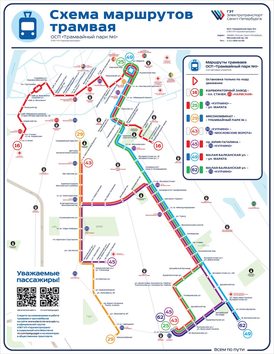 Схема движения трамваев в санкт петербурге