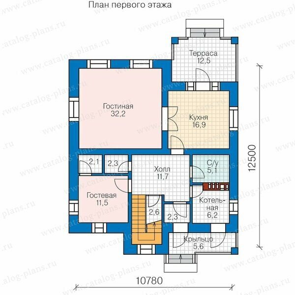 План первого этажа. Источник изображения catalog-plans.ru.