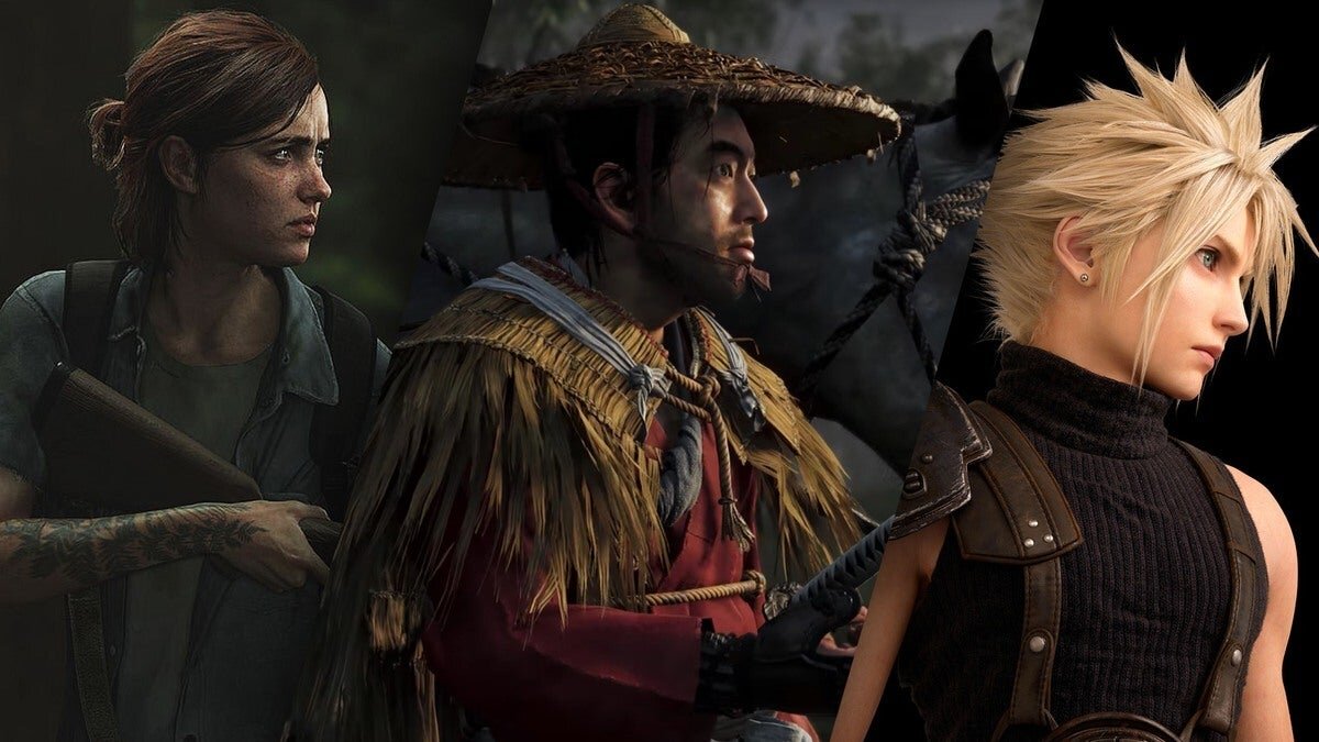 Слева направо : The last of us Part 2, Nioh 2 и Final Fantasy VII Remake