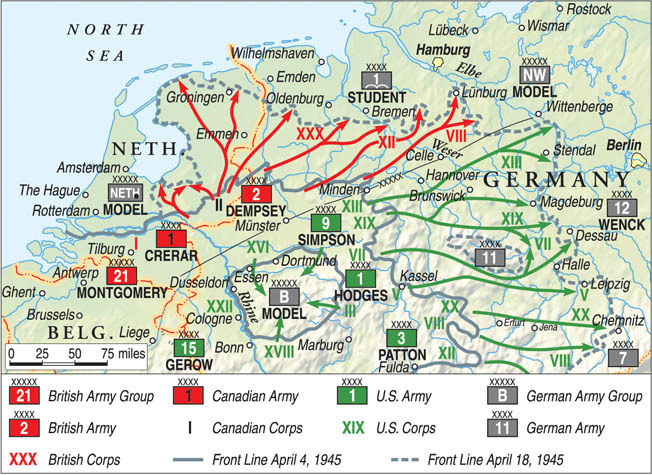 Продвижение союзных войск на Западном фронте, апрель 1945 года