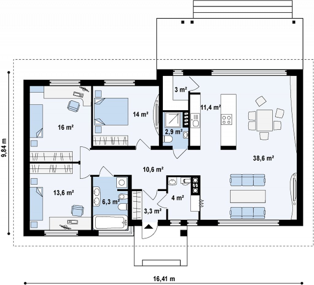 Одноэтажный дом 140 кв м планировка