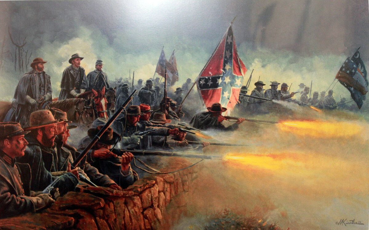 Конфедераты при Фредериксберге. Иллюстратор: Mort Künstler